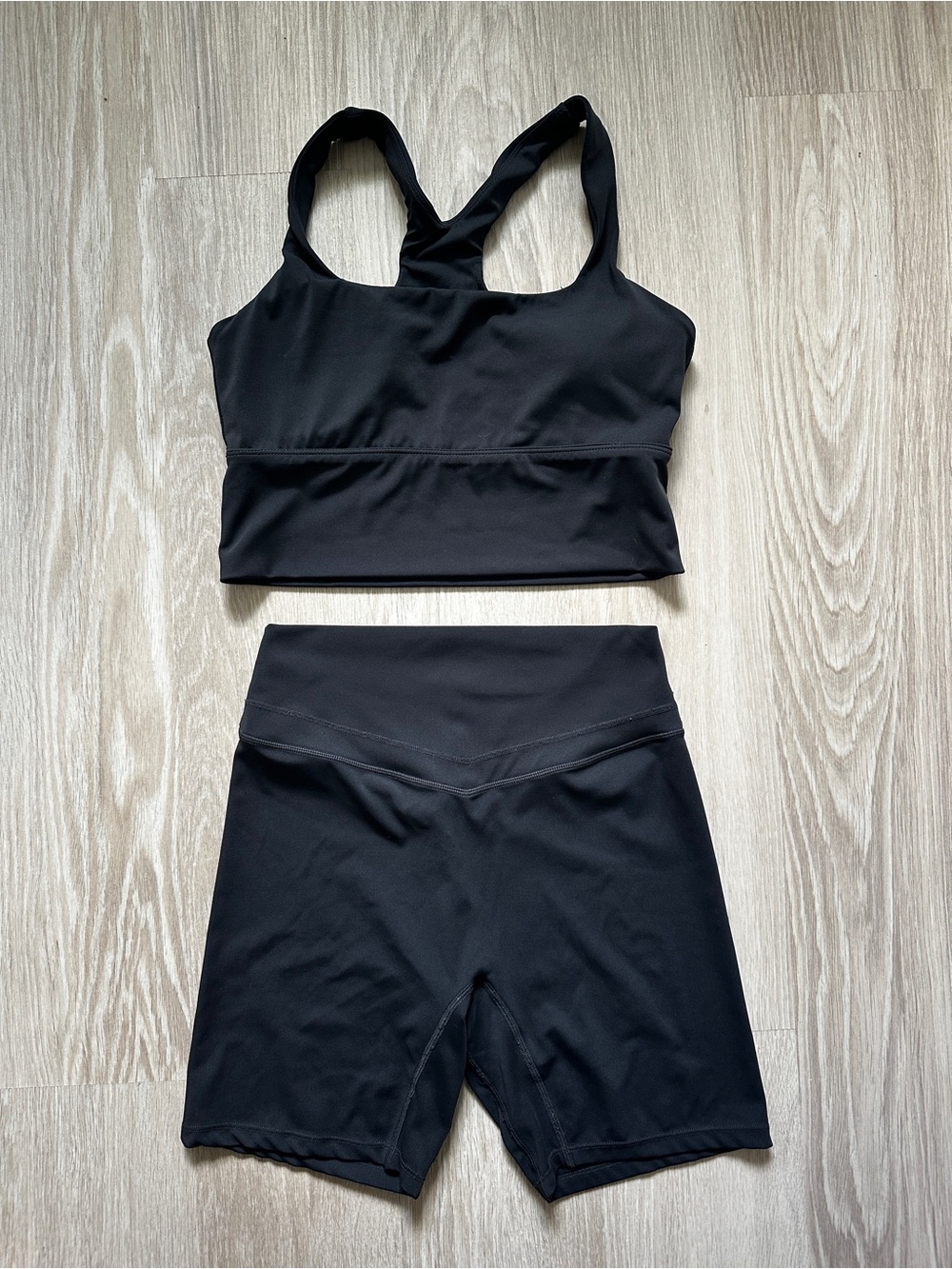 Vitality- Black/Grey Crop Sports Bra and High-Waist Bike Shorts Set